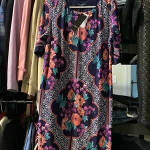R&K Vibrant Floral Dress - Purple and‎ Orange